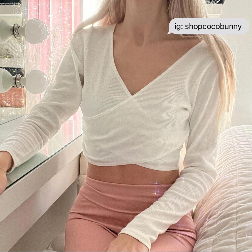 alo yoga ribbed wrap top